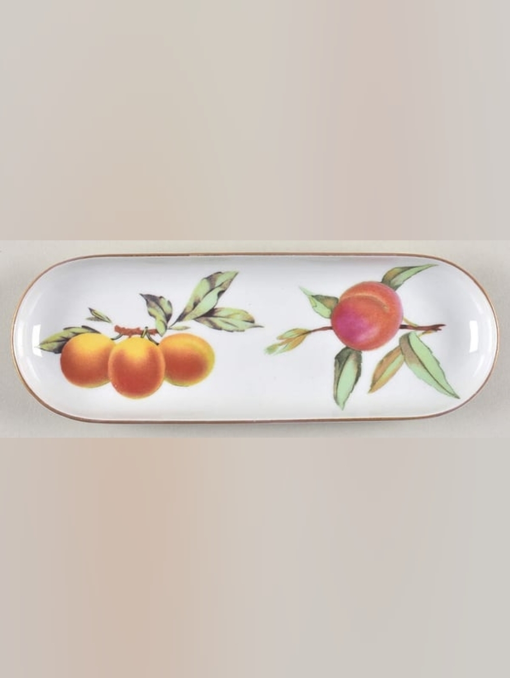 Vintage Royal Worcester Evesham Gold Fine Porcelain Mint Tray Apricot Design
